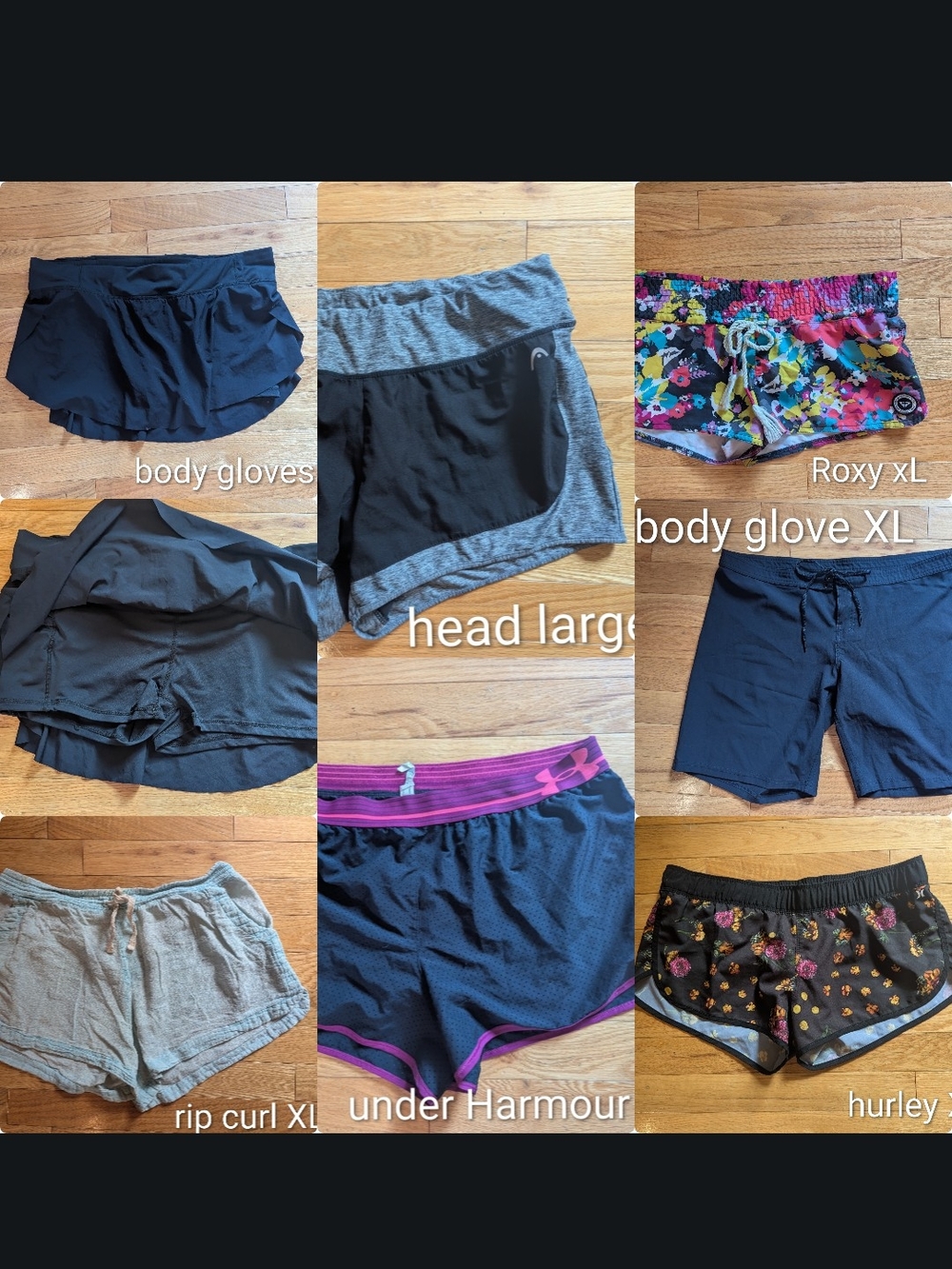 Mixed7 Women's Athletic Shorts Bundle Hurley, Body Glove, Under Harmour, Ripcurl